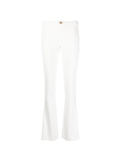 logo-buckle flared trousers