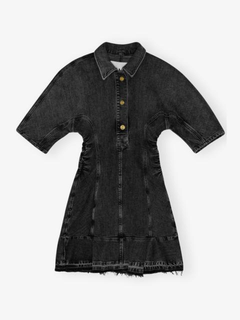 GANNI WASHED BLACK DENIM MINI DRESS