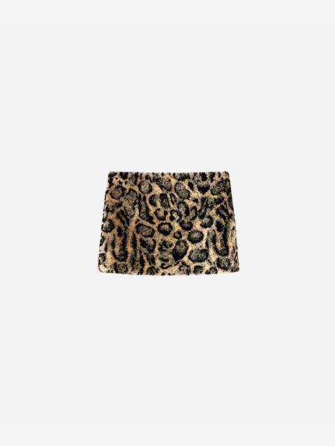 MSGM Leopard jacquard velvet mini skirt