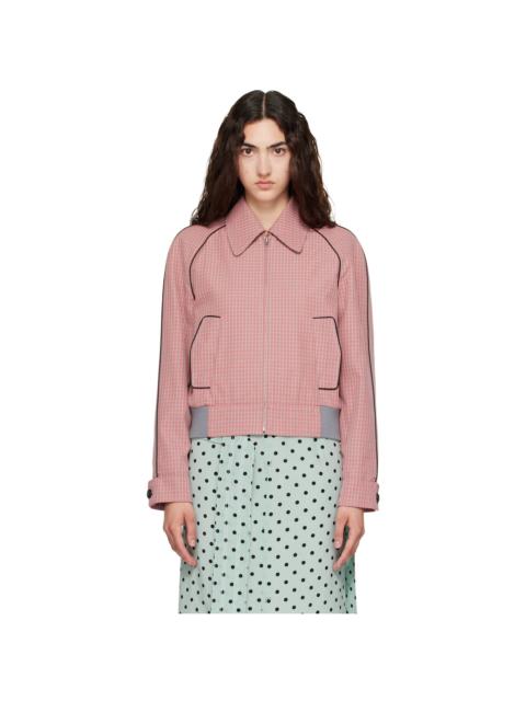 Marni Red Plaid Crop Bomber Jacket