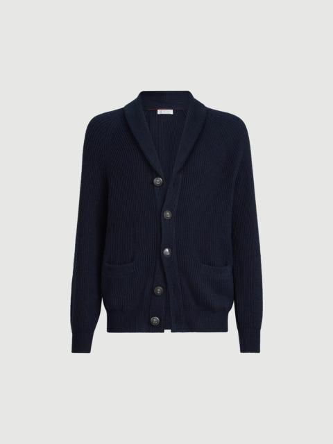 Brunello Cucinelli Malfilé cotton English rib cardigan with raglan sleeves