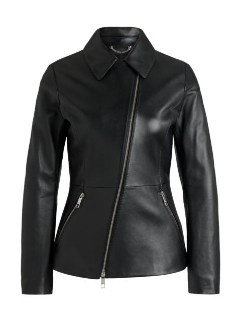 BOSS LEATHER JACKET WITH ASYMMETRIC TWO-WAY ZIP