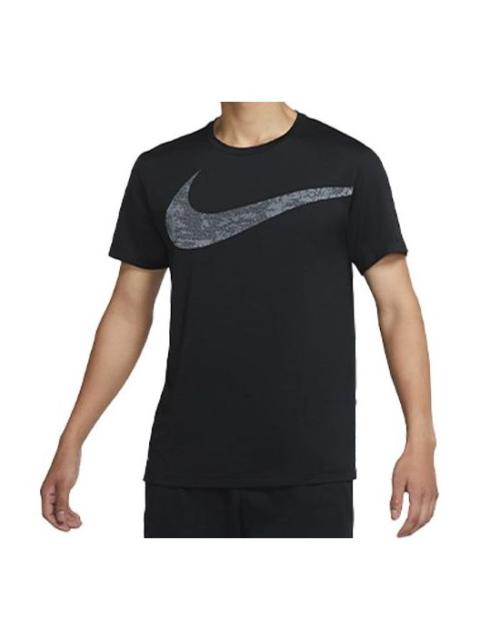 Nike Nike Round Neck Training Short Sleeve 'Black Big Swoosh' CZ1355-010
