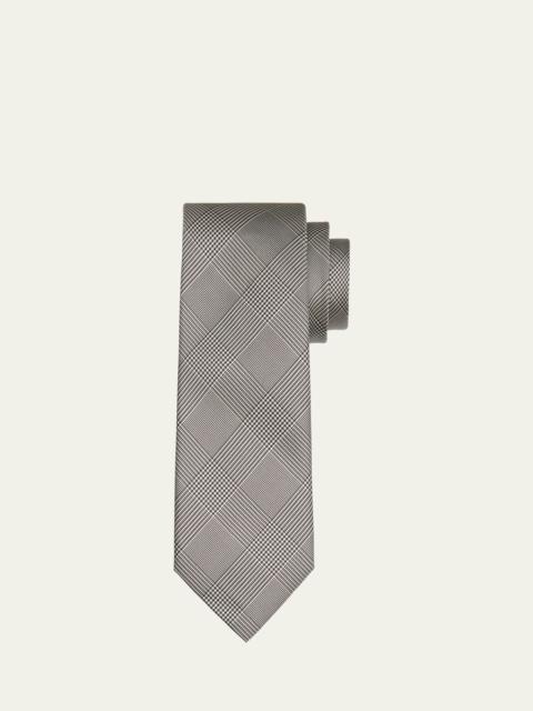 TOM FORD Men's Glen Check Mulberry Silk Tie