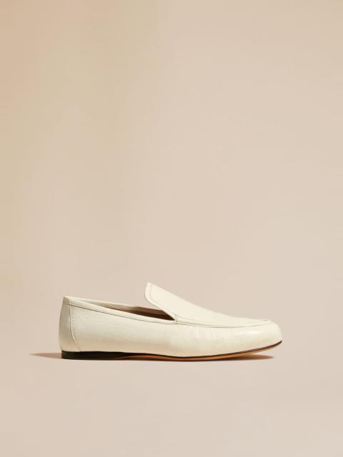 KHAITE The Alessia Loafer in White Crinkled Leather