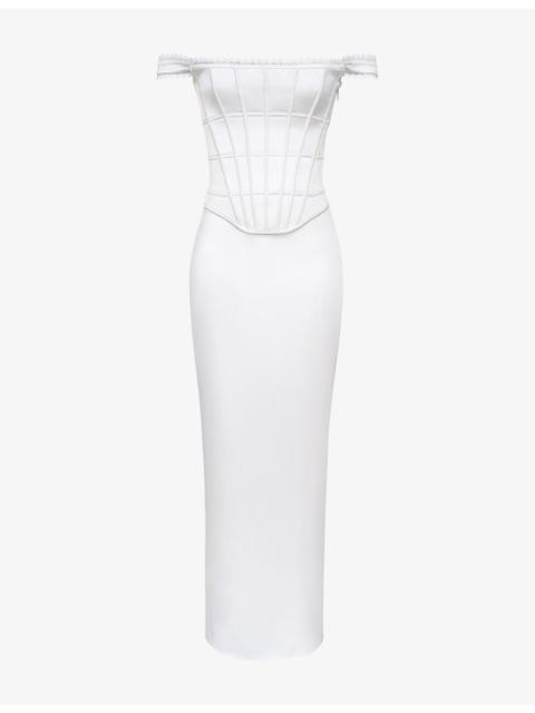 House of CB Isis Corseted Satin Maxi Dress
