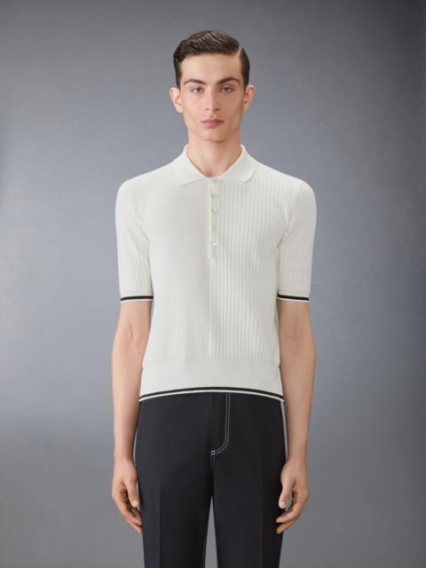 Thom Browne Half & Half Cotton 4-Bar Relaxed Fit Polo