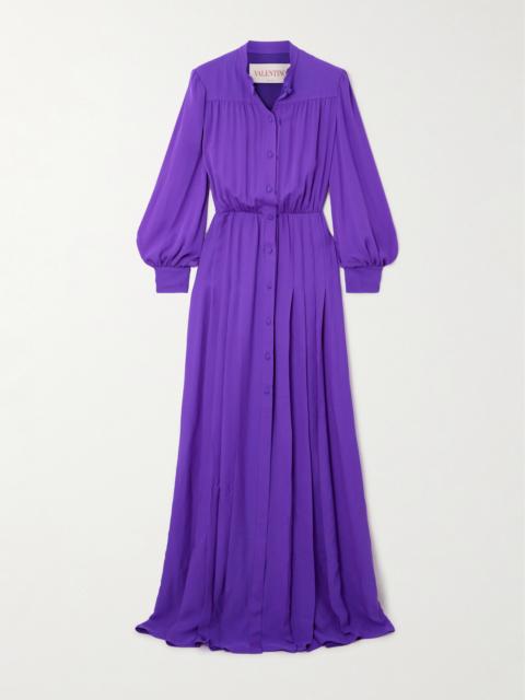Valentino Gathered Pleated Silk-georgette Gown