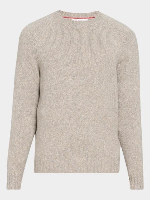 Brunello Cucinelli Men's Wool, Silk and Cashmere Donegal Crewneck Sweater