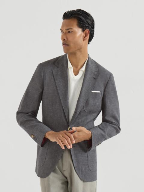 Brunello Cucinelli Wool, silk and linen slubbed fresco deconstructed blazer with patch pockets