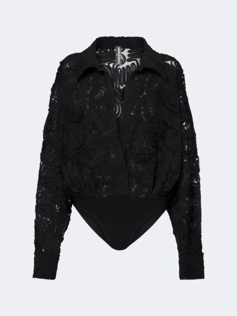 NORMA KAMALI Embroidered mesh oversized bodysuit