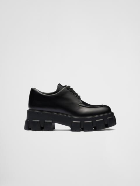 Prada Monolith brushed leather lace-up shoes