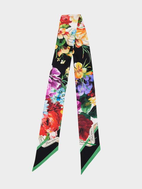 Dolce & Gabbana Floral Silk Twill Skinny Scarf