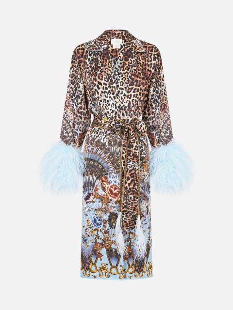 CAMILLA SPLIT CUFF SOFT COAT WITH FEATHERS FIESTA, SIESTA, REPEAT