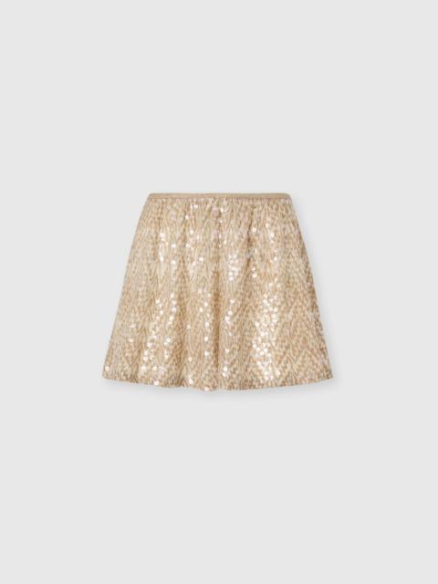 Missoni Viscose Lamé Lace-Motif Shorts with Sequins
