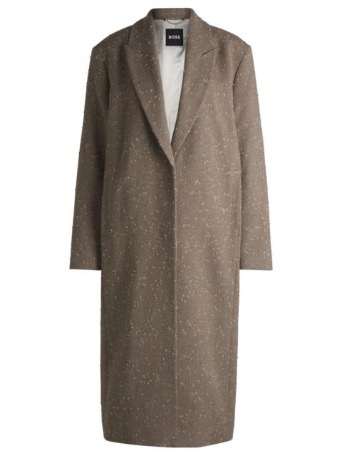 BOSS HERRINGBONE-TWEED COAT WITH CONCEALED CLOSURE IN WOOL