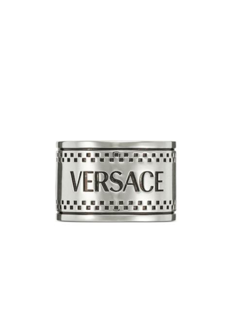 VERSACE logo-engraved open ring
