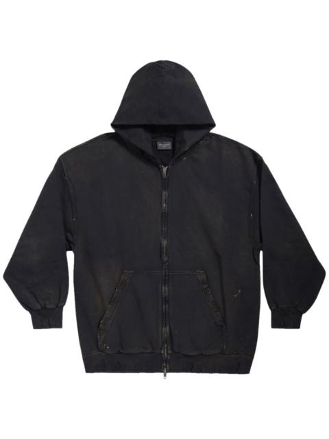 BALENCIAGA distressed zip-up hoodie