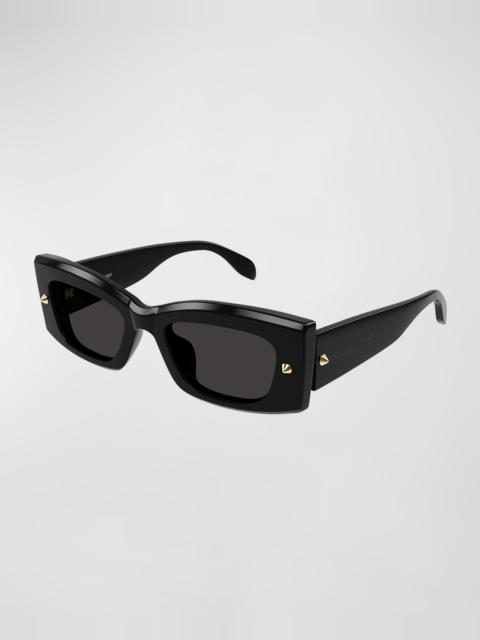 Alexander McQueen Men's AM0426Sm Acetate Rectangle Sunglasses
