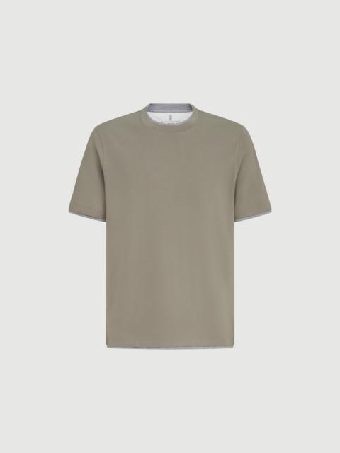 Brunello Cucinelli Cotton jersey crew neck T-shirt with faux-layering
