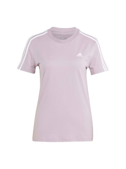 (WMNS) adidas Essentials Slim 3-Stripes T-shirt Asia Sizing 'Light Purple' IS1550