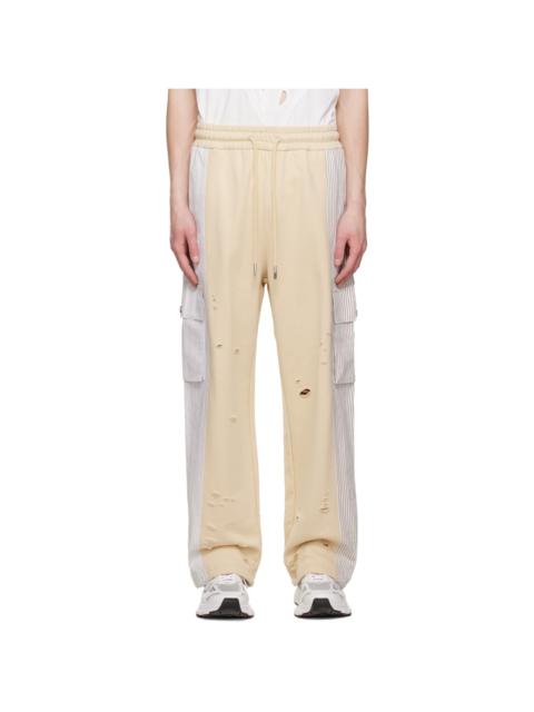 Beige Paneled Sweatpants