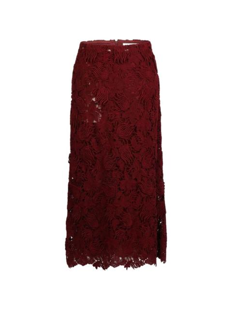 Valentino floral-lace midi skirt