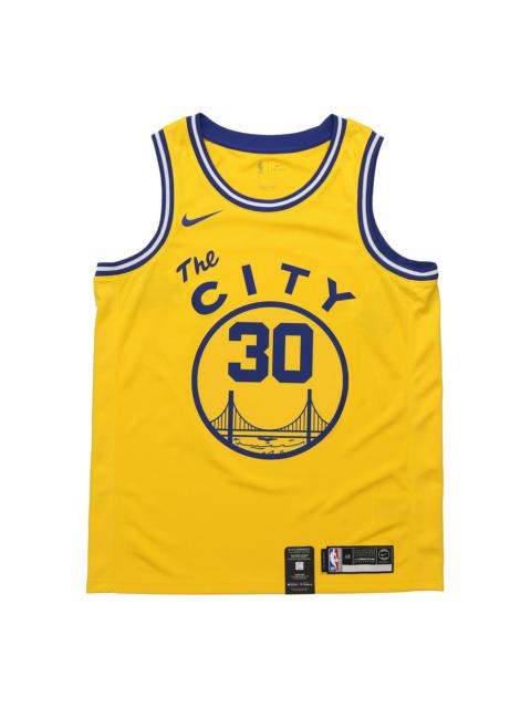 Nike Nike NBA Golden State Warriors Nike Hardwood Classics Curry Swingman Home Jersey Yellow BQ8109-729