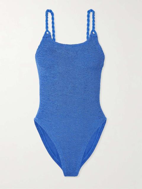 Camille metallic seersucker swimsuit Blue