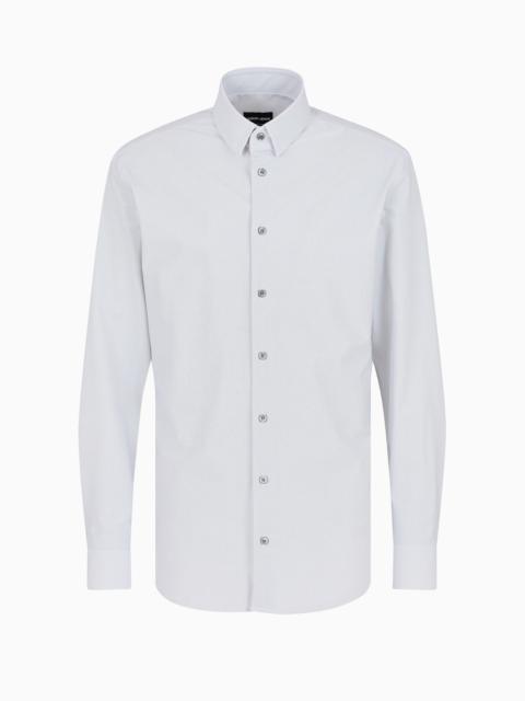 Slim-fit technical jersey shirt with micro-pattern