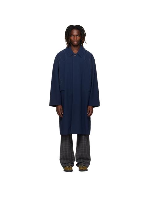 Kiko Kostadinov Navy Euri K-Shoulder Coat