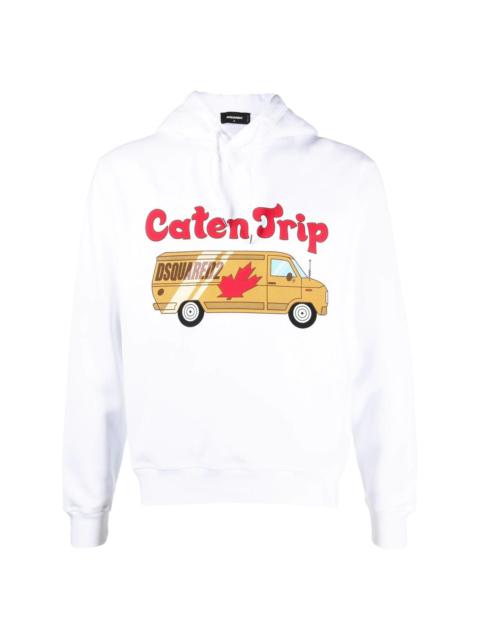 van-print cotton hoodie