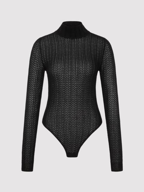ST. AGNI Textured Knit Bodysuit - Black