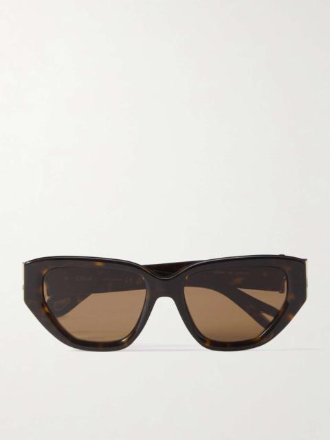 Chloé Cat-eye tortoiseshell acetate and gold-tone metal sunglasses
