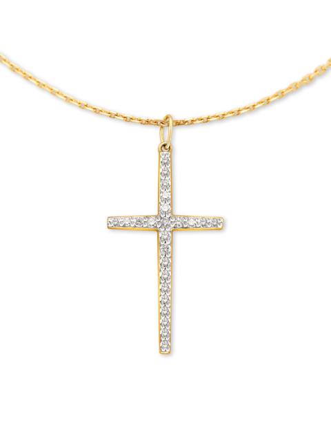 KENDRA SCOTT Large Cross 14k Yellow Gold Pendant Necklace in White Diamond