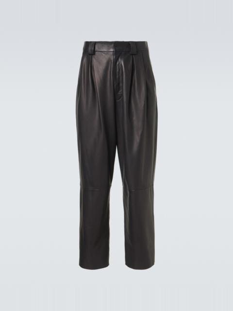 GIORGIO ARMANI Archivio pleated leather straight pants