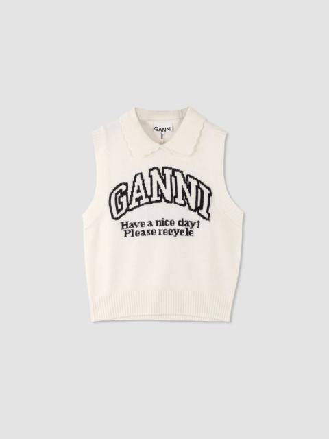 GANNI Vest with graphic and collar