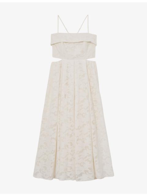 REISS Sian Cut-Out Cotton-Blend Maxi Dress