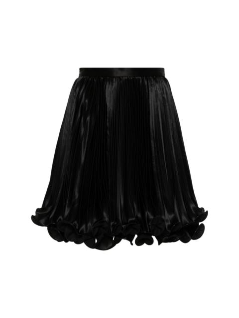 pleated satin mini skirt