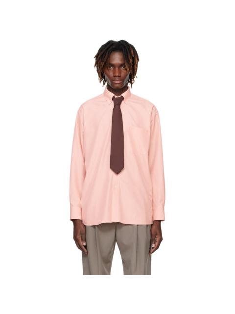 AURALEE Red Silk Broad Button Down Shirt