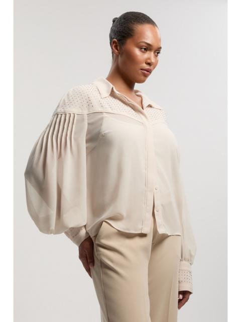 KAREN MILLEN Plus Size Hotfix Studded Long Sleeve Woven Shirt