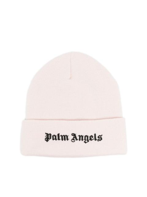 Palm Angels logo-embroidered cotton beanie