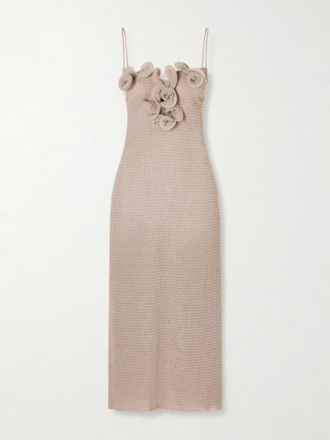 MAGDA BUTRYM Embellished Textured Woven Midi Dress