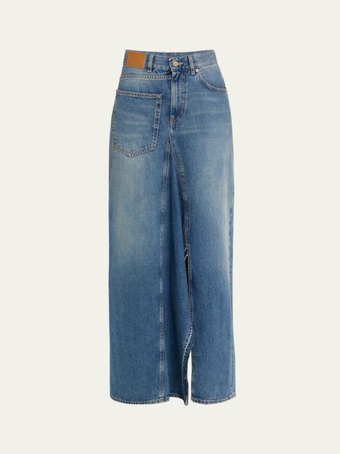 6397 Deconstructed Denim Maxi Skirt