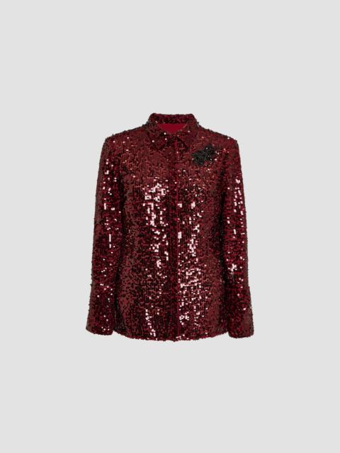 Erdem EMBELLISHED SEQUIN LONG SLEEVE SHIRT
