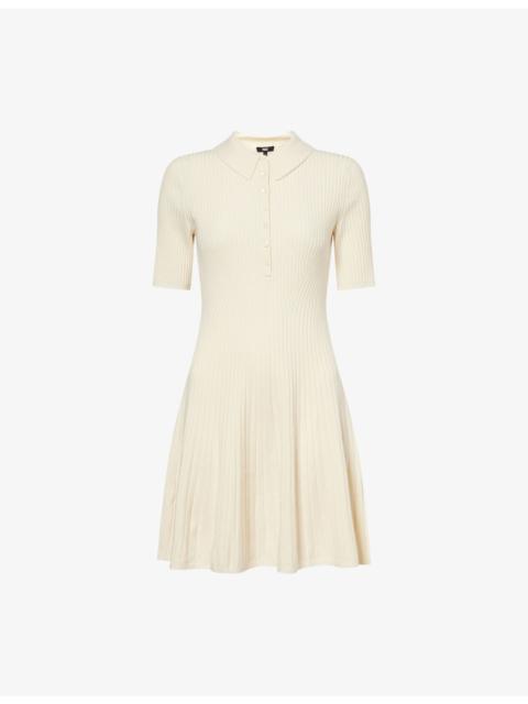 PAIGE Olie Collared Rib-Knit Mini Dress