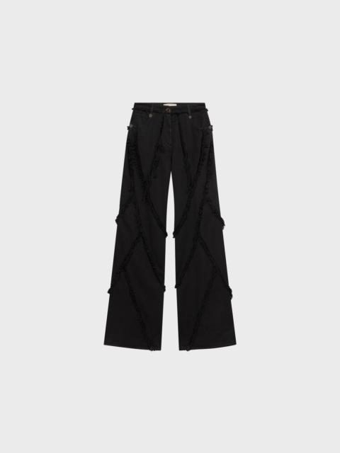 Blumarine PALAZZO JEANS IN COTTON BULL WITH FRINGE DETAILS