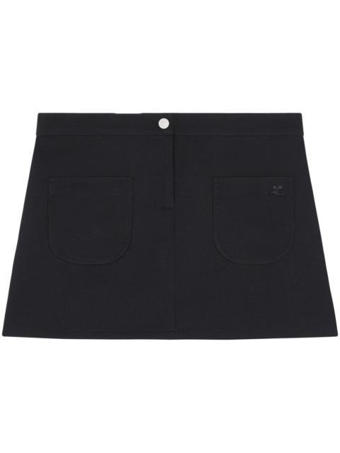 courrèges logo-appliqué twill mini skirt