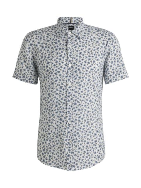 BOSS SLIM-FIT SHIRT IN FLORAL-PRINT STRETCH LINEN