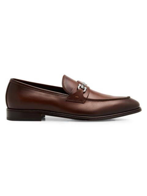 FERRAGAMO Men's Bentley Doupont Leather Bit Loafers - Brown